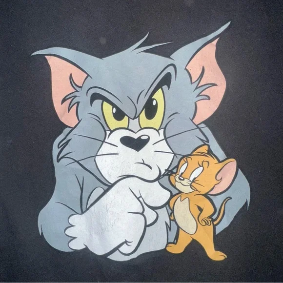 Tom and Jerry Graphic Black Tee - L - Picture 2 of 4
